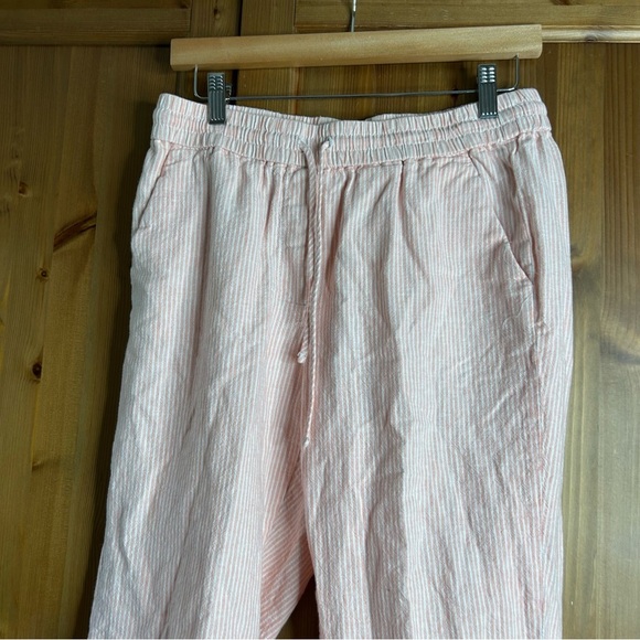 J. Crew Striped Linen Cotton Blend Drawstring Pants Women’s 10 Pink Coastal Chic - Picture 3 of 9